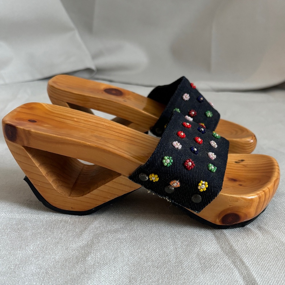 Vintage 90’s wooden clog sandal heel - Picture 3 of 8
